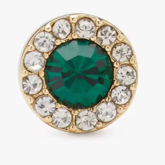 Sold- Kate Spade You’re A Gem Pave Halo Studs In Emerald Green Colour New - Picture 9 of 9